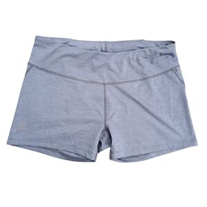 Salomon Womens XL Gray Heathered Running Shorts Zippered Back Pocket Reflective